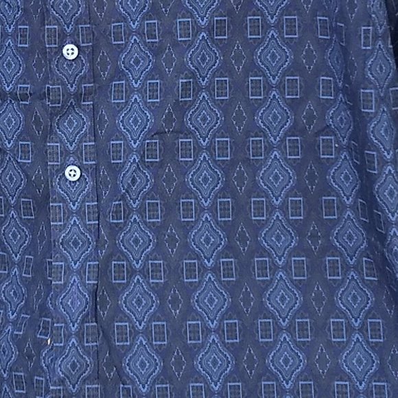 blue geometric diamonds patterned dress shirt - Picture 4 of 10